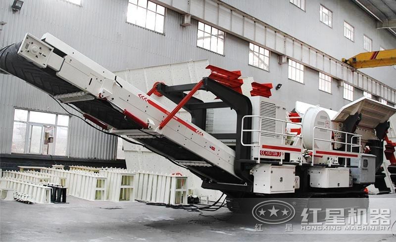 流動式石子粉碎機：履帶液壓驅動，遙控一鍵行走