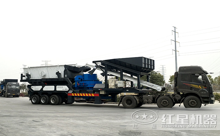 車載時產300噸鵝卵石移動制沙機上路了，移動自由更靈活 