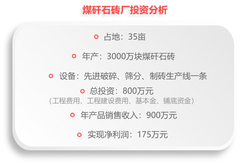 煤矸石磚廠投資分析，利潤一覽表